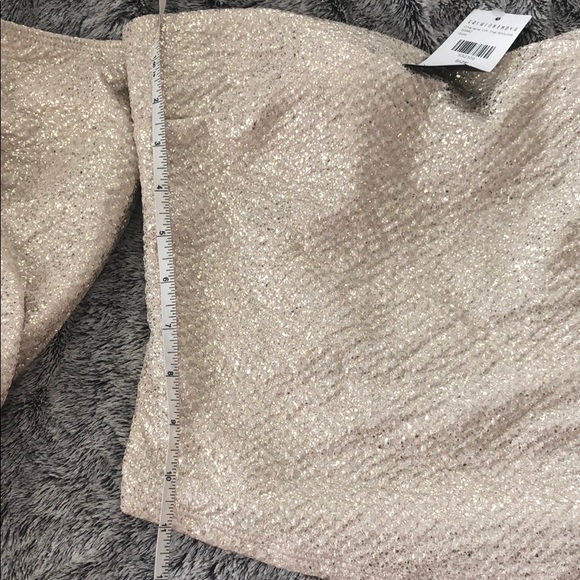 Fashion Nova cream/gold off shoulder sparkle top - Picture 4 of 6